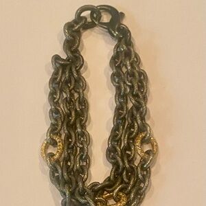 Liza Beth Sterling Silver and 14K Gold Chain Bracelet w/ Pave Diamonds